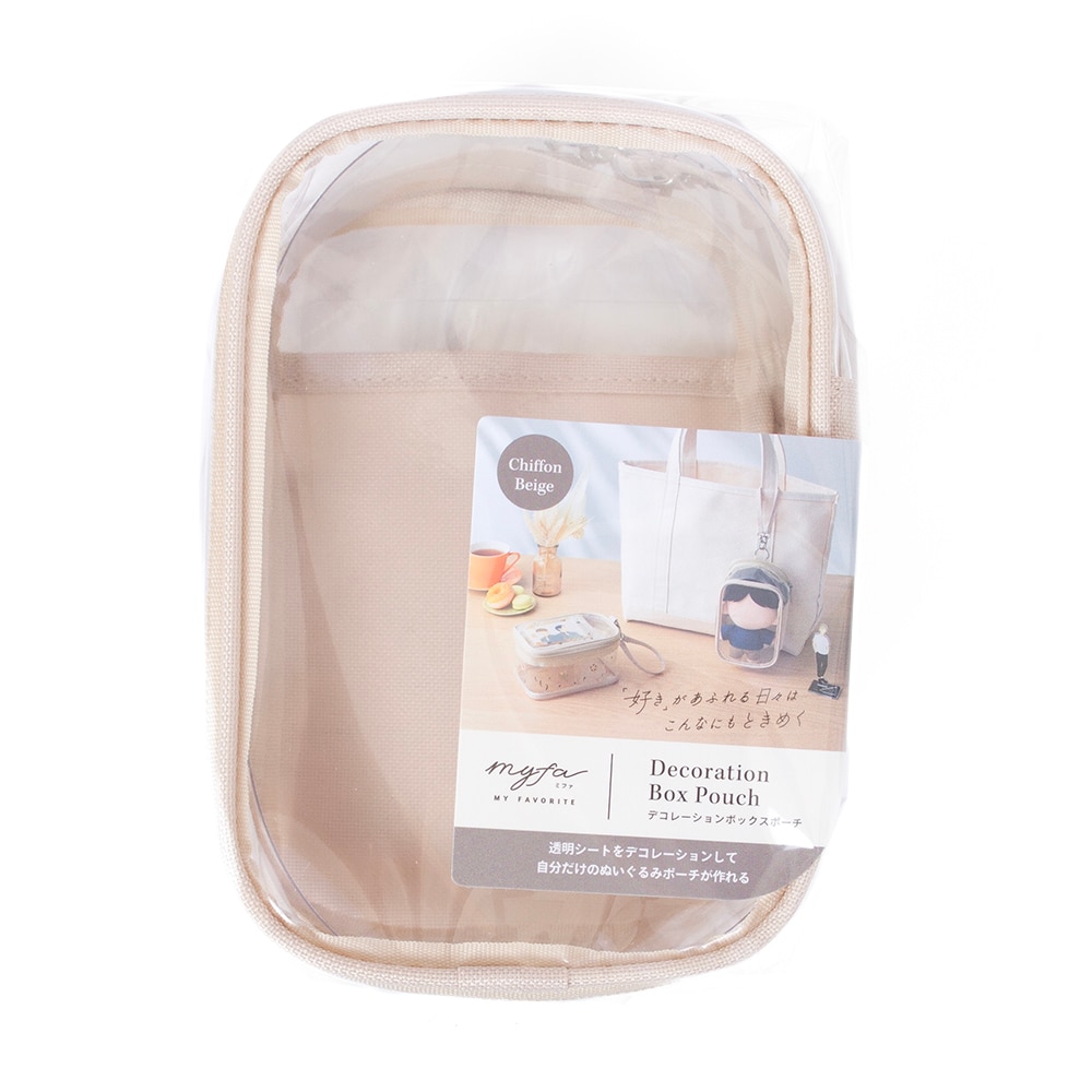 Itoya, Pouch, Art & School, MyFa, Clear, Box, Large, Zipper, 962533, Chiffon Beige